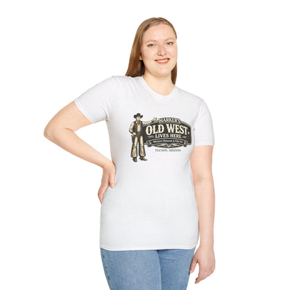 HARKER'S Old West Lives Here T-Shirt — Vintage Cowboy Tucson Graphic Tee