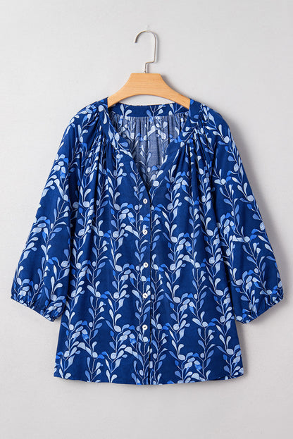 Miley Bracelet Sleeve Notched Blouse