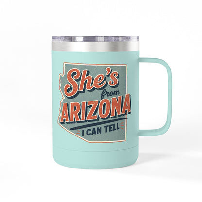 She's From Arizona 15oz Tumbler Mug — Retro State Pride Coffee Cup