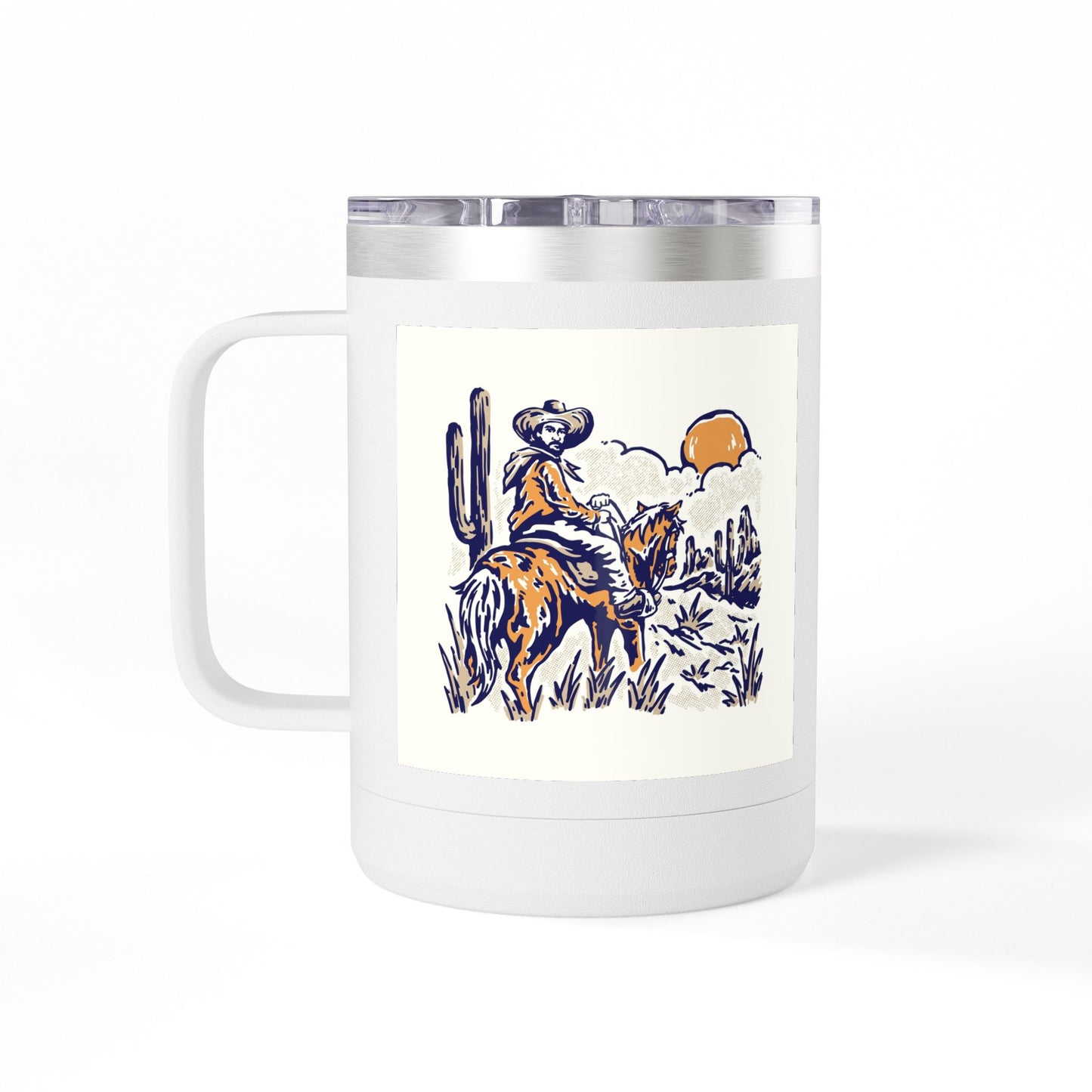 Cowboy Sunrise Serenity Coffee Mug Tumbler, 15oz - Motivational Gift for Coffee Lovers, Inspirational Drinkware, Kitchen Décor