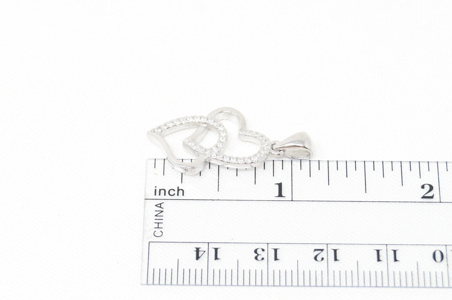 Vintage Open Hearts Forever Link Collection CZ Sterling Silver Necklace Pendant