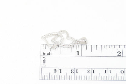 Vintage Open Hearts Forever Link Collection CZ Sterling Silver Necklace Pendant