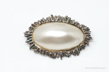 Rare Vintage Astrid Holthe Pearl Sterling Silver Brooch Pin