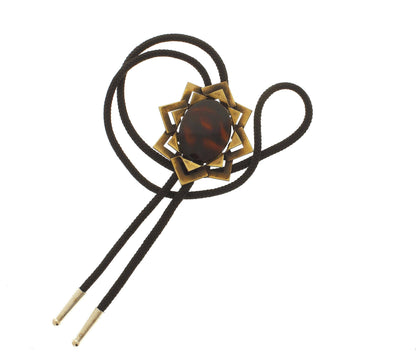 Geometric Amber Stone Bolo Tie