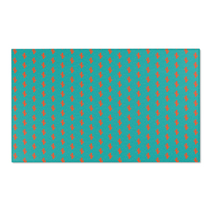 Turquoise & Coral Dot Area Rug — Modern Geometric Accent Rug for Living Room, Bedroom, or Nursery