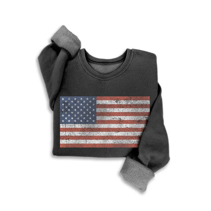 Vintage Americana Flag Fleece Sweatshirt