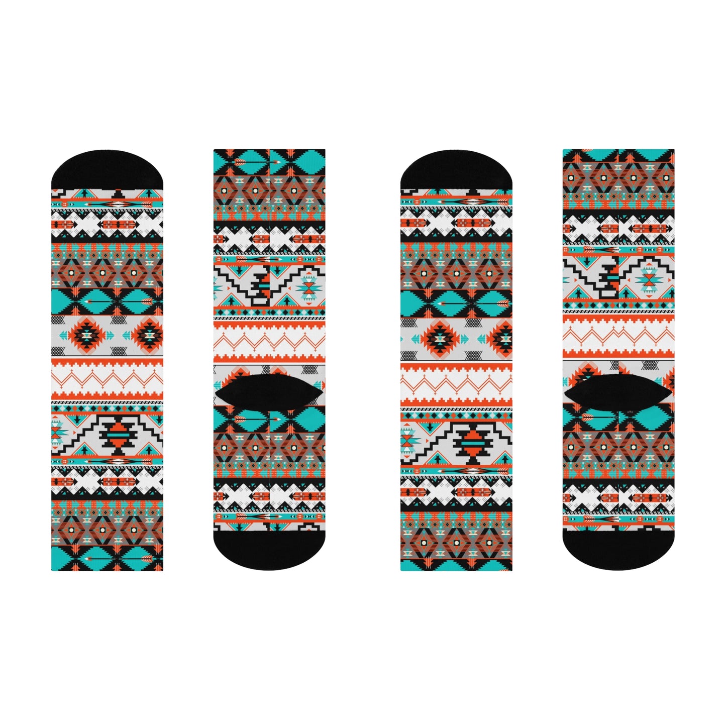 Aztec Boho Patterned Crew Socks | Cozy Everyday Wear, Unique Gift, Festival Fashion, Comfortable Footwear, Stylish Accessories