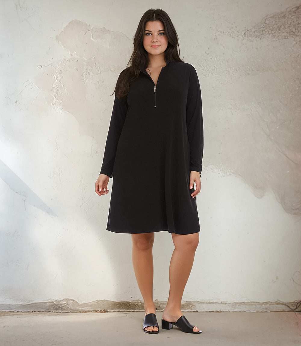 Plus Size Zip-Up Travel Jersey Dress