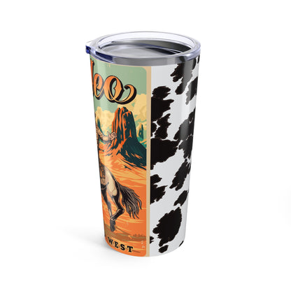 Rodeo Cowboy 20oz Tumbler — Western Rodeo Design with Cowhide Accent