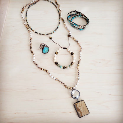 Faceted Genuine HuBei Turquoise Beaded Collar Necklace 262s
