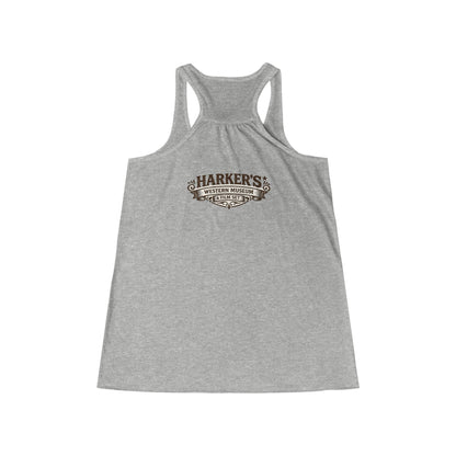 Harker's Western Saloon Women's Racerback Tank — Vintage Cowboy Bar Logo