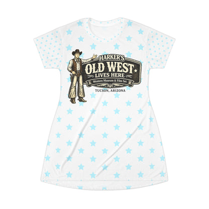 Harker's Old West Lives Here T-Shirt Dress — Harker’s Tucson Retro Cowboy Graphic
