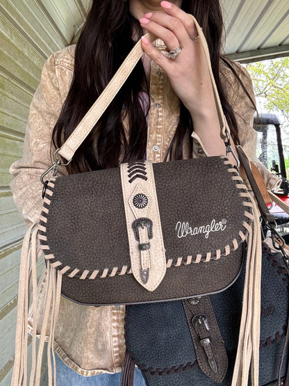 Wrangler Braided Tassel Saddle Crossbody Bag-Multiple Colors