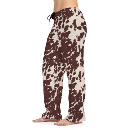Chic Cow Print Women's Pajama Pants, Cozy Sleepwear, Lounge Wear, Gift for Her, Relaxation Pants, Trendy Bedding Essentials