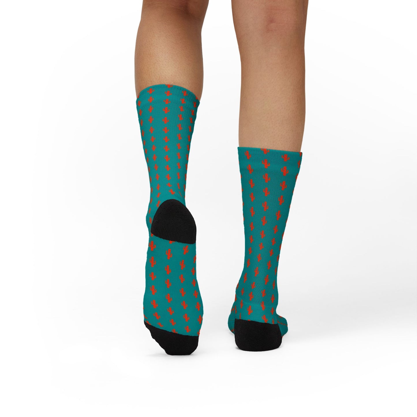 Colorful Patterned Sublimation Socks — Teal Dot & Multistripe Crew Socks