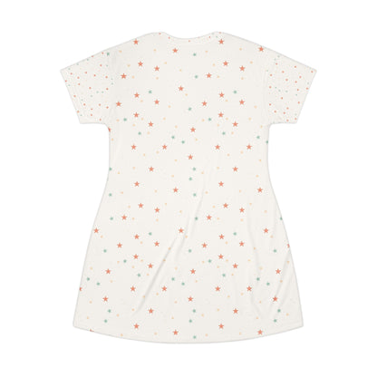 Harker's Old West Lives Here T-Shirt Dress — Retro Cowgirl Stars Graphic