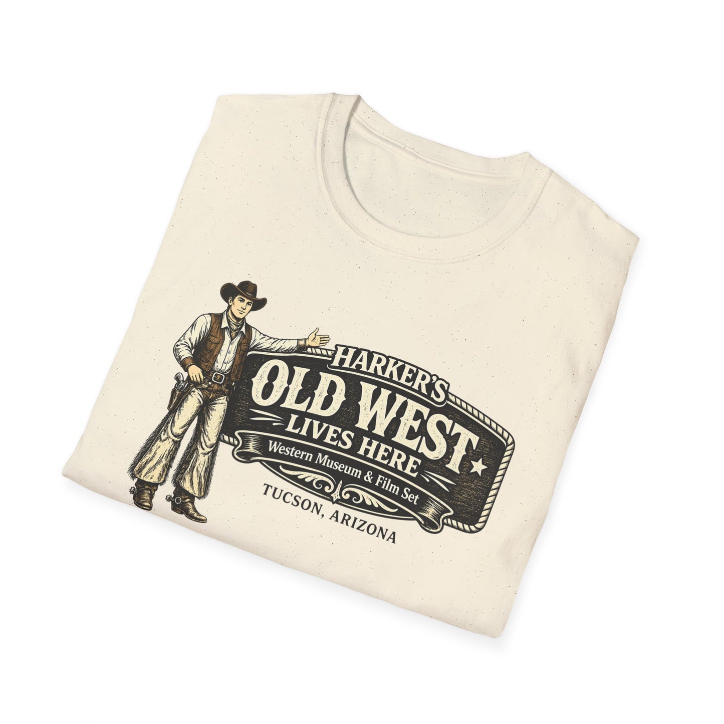 HARKER'S Old West Lives Here T-Shirt — Vintage Cowboy Tucson Graphic Tee