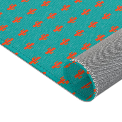 Turquoise & Coral Dot Area Rug — Modern Geometric Accent Rug for Living Room, Bedroom, or Nursery