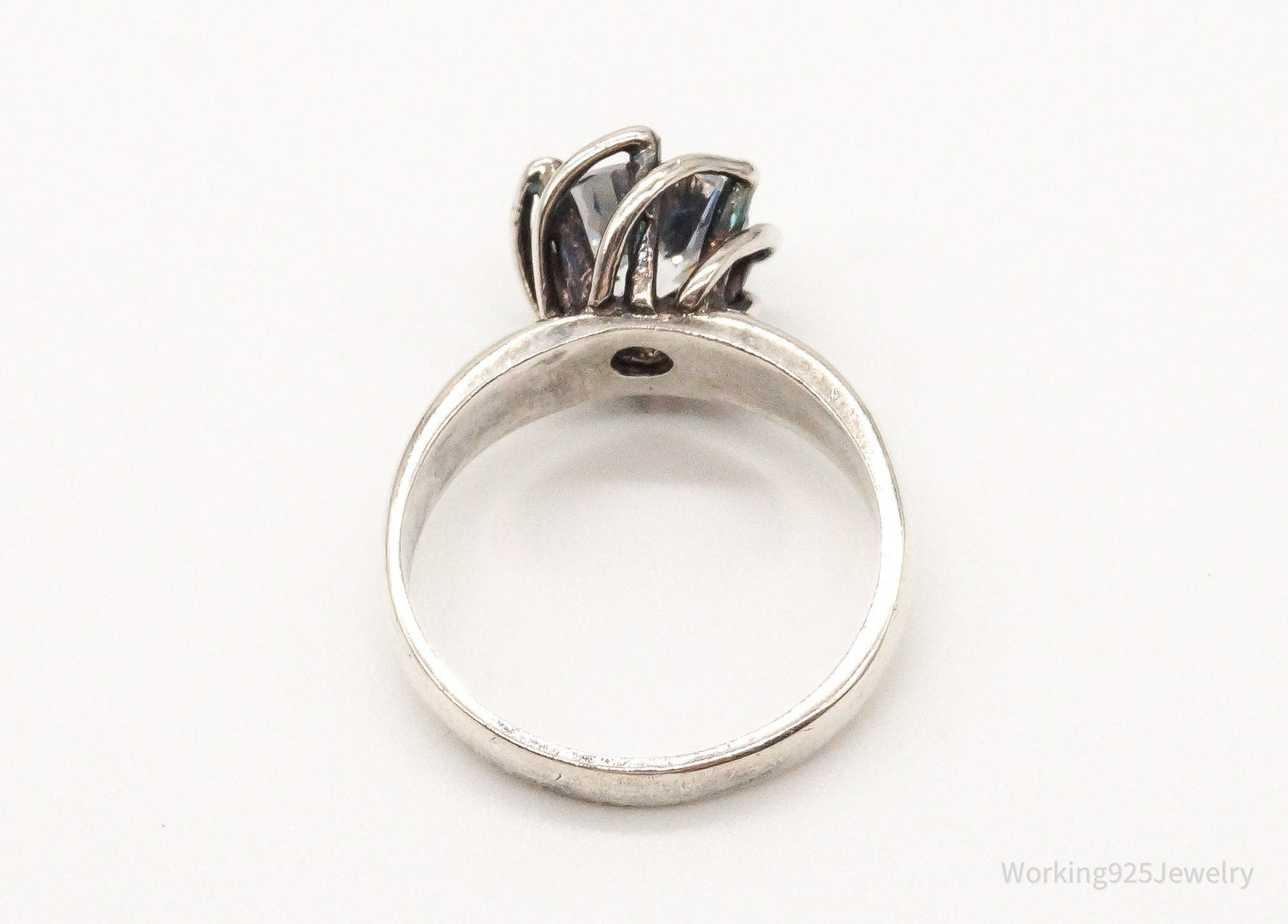 Vintage Cubic Zirconia Sterling Silver Ring - Size 7.75