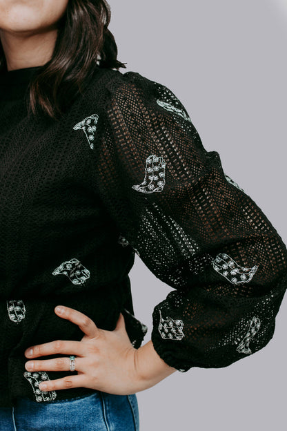 Boot Scootin' Crochet Blouse