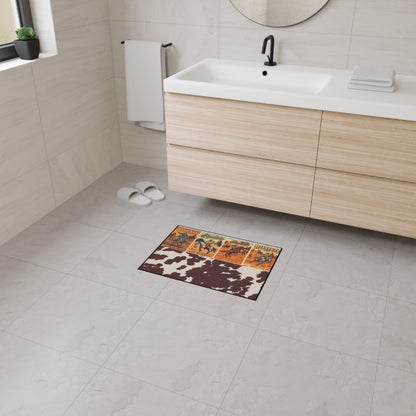 Rodeo-Themed Heavy Duty Floor Mat, Western Home Decor, Cowhide Area Rug, Cowboy Style, Durable Entrance Mat