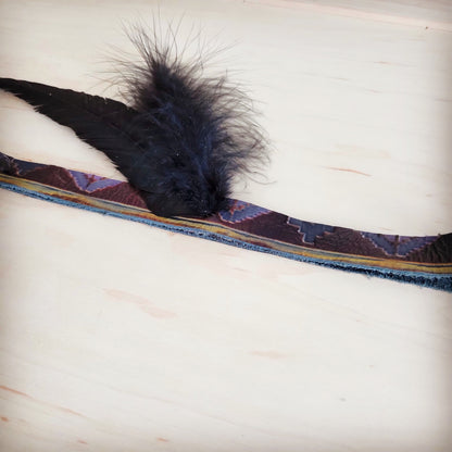 Genuine Leather Magenta Navajo w/ Black Feathers 954w