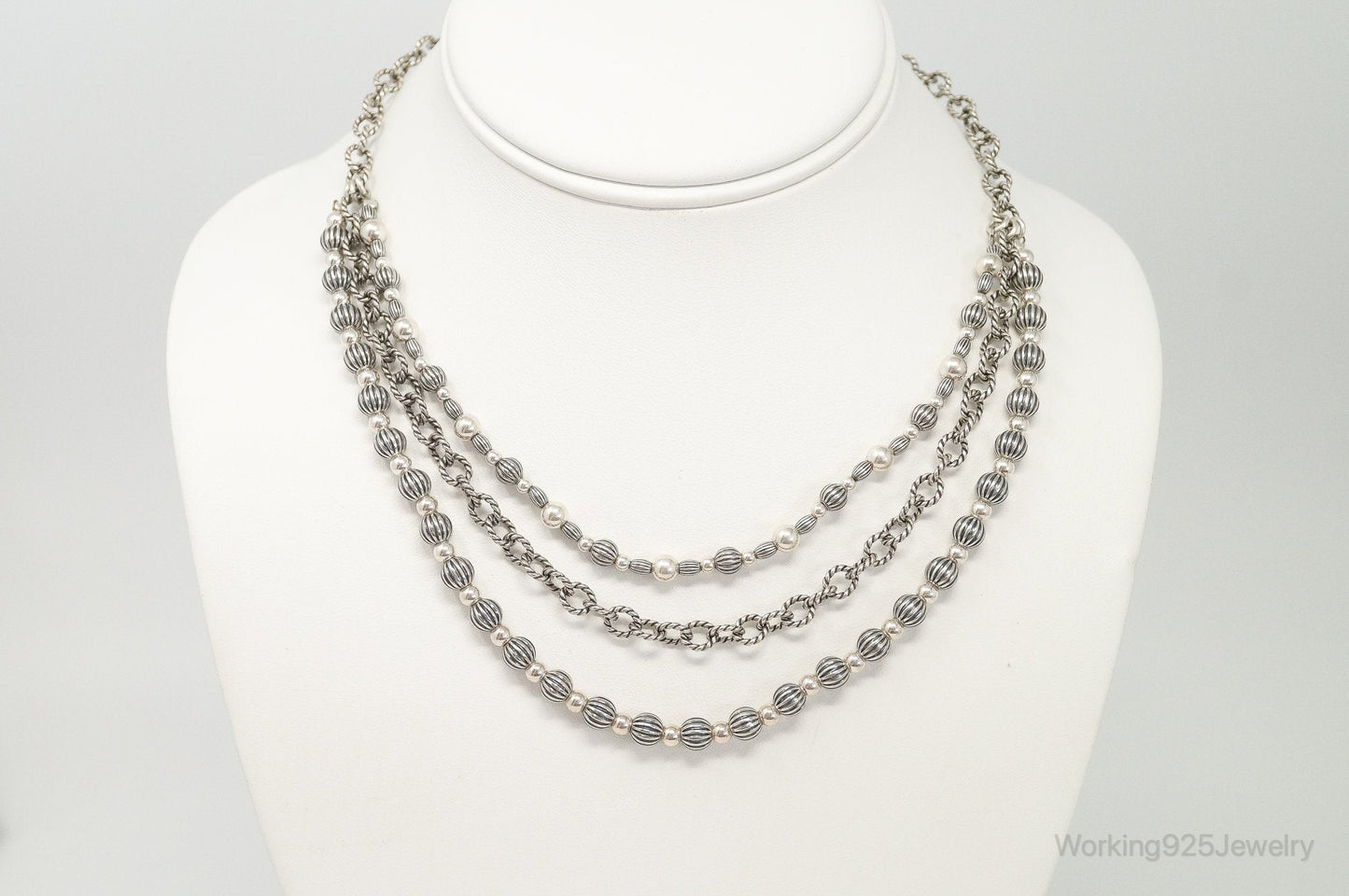 Southwestern Designer Carolyn Pollack Relios Bead Sterling Silver Necklace
