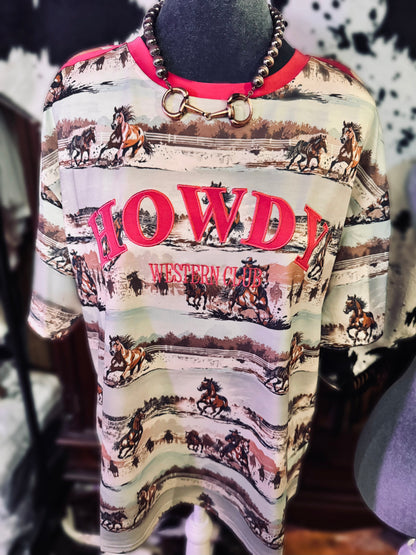 Howdy Western Lounge Set – Horse Print Two-Piece Short Set