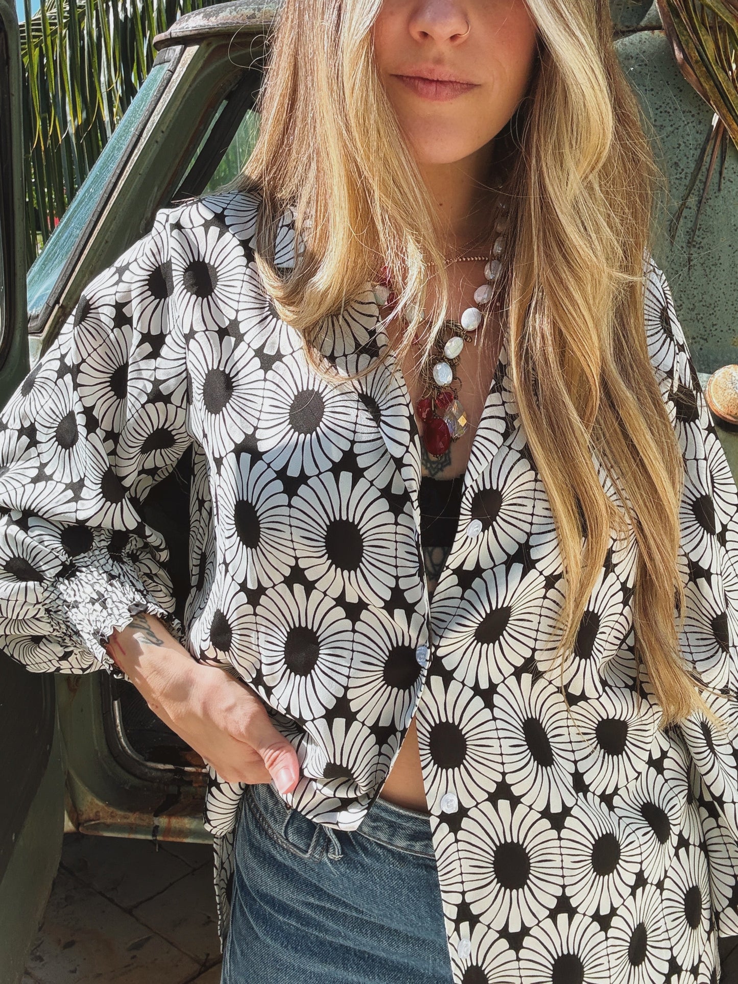 White Wedding Retro Floral Button Up Blouse PREORDER MAY/JUNE 2026