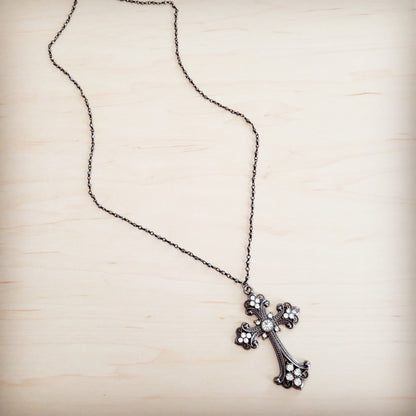 **Victorian Gilded Filigree Cross Necklace 257ly