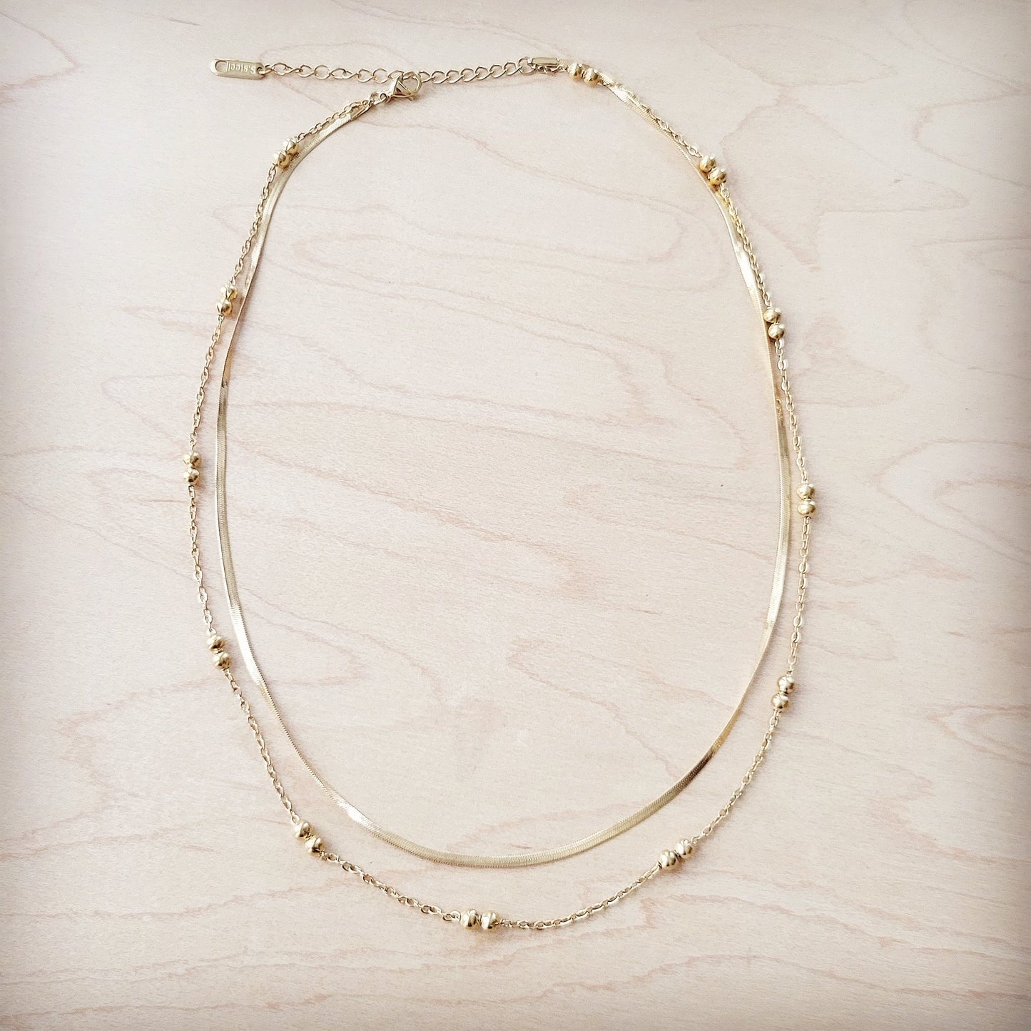 Double Strand Gold Necklace Genuine 18 K Gold Plated 261q