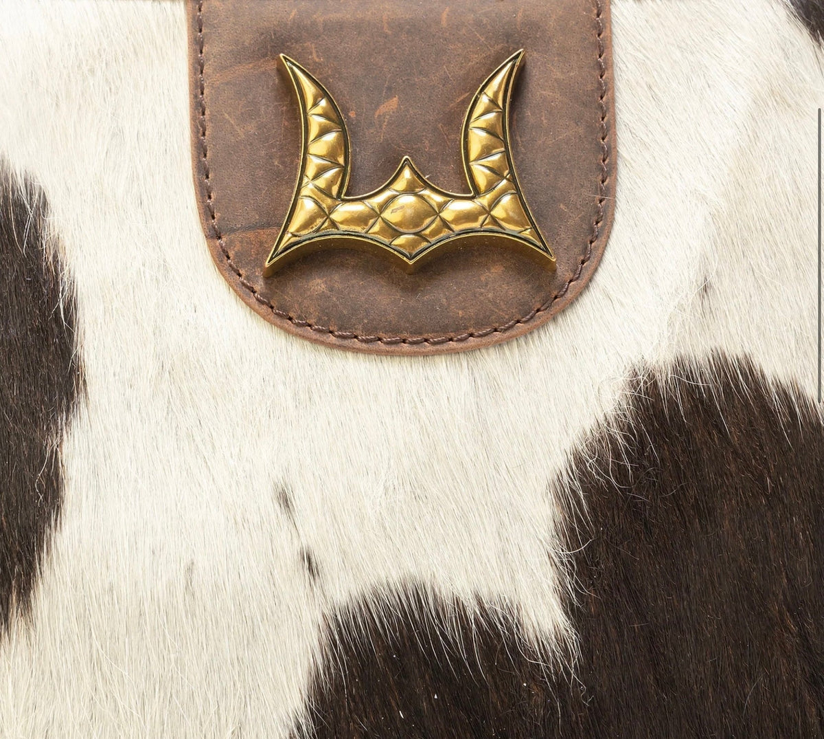 Loyal West Large Hobo Bag In Black & White Cowhide