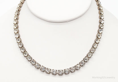 Antique Rhinestone Sterling Silver Necklace 14"