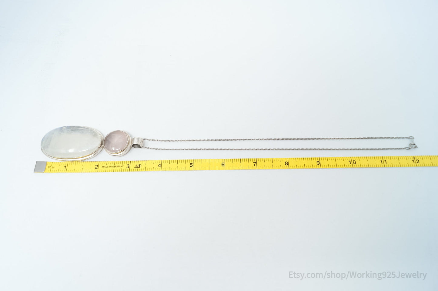 Vintage Large Moonstone Rose Quartz Sterling Silver Southwestern Necklace