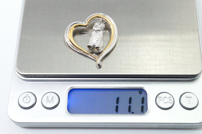 Designer BGE Gold Vermeil Schnauzer Heart Sterling Silver Pendant