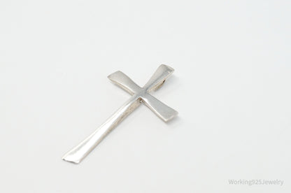 Vintage Large Designer DEPP Cross Sterling Silver Necklace Pendant