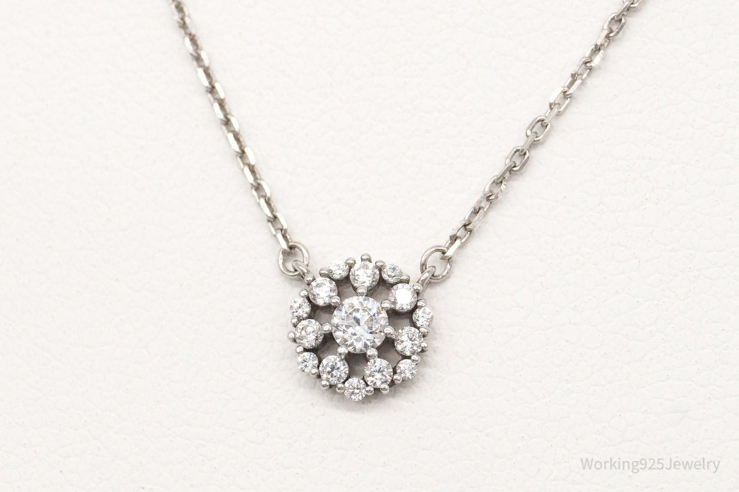 Vintage Cubic Zirconia Sterling Silver Necklace