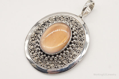 VTG Large Designer BA Suarti Peach Mother Of Pearl Sterling Silver Pendant