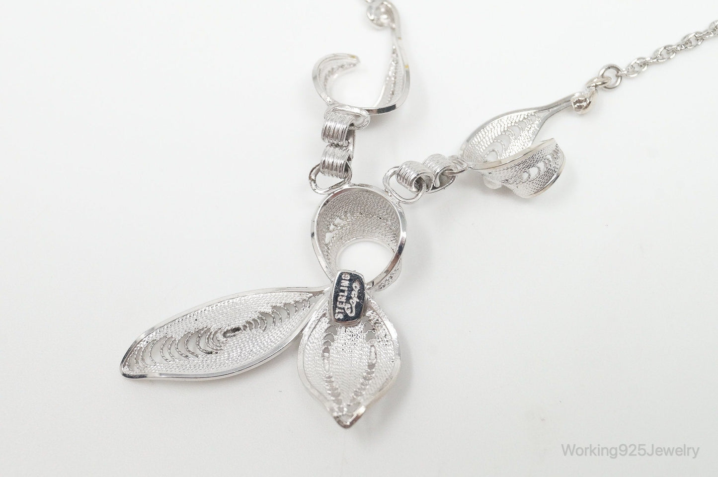 Vintage Joseph Esposito Filigree Sterling Silver Necklace