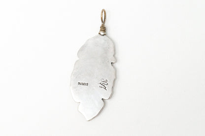 Native American Tobias Brass Feather Handmade Sterling Silver Necklace Pendant