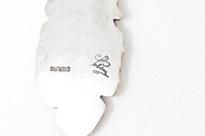 Native American Tobias Brass Feather Handmade Sterling Silver Necklace Pendant