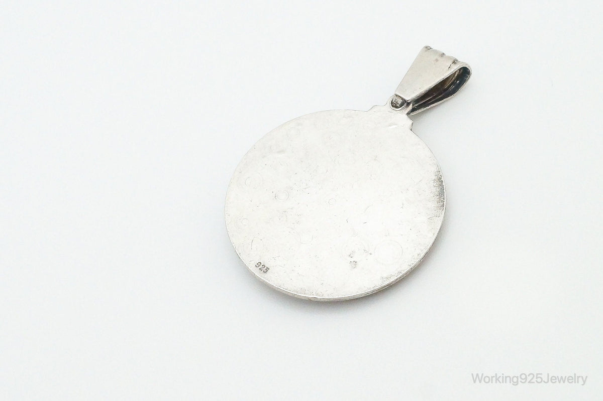 Vintage Ruby Religious Sterling Silver Pendant Charm
