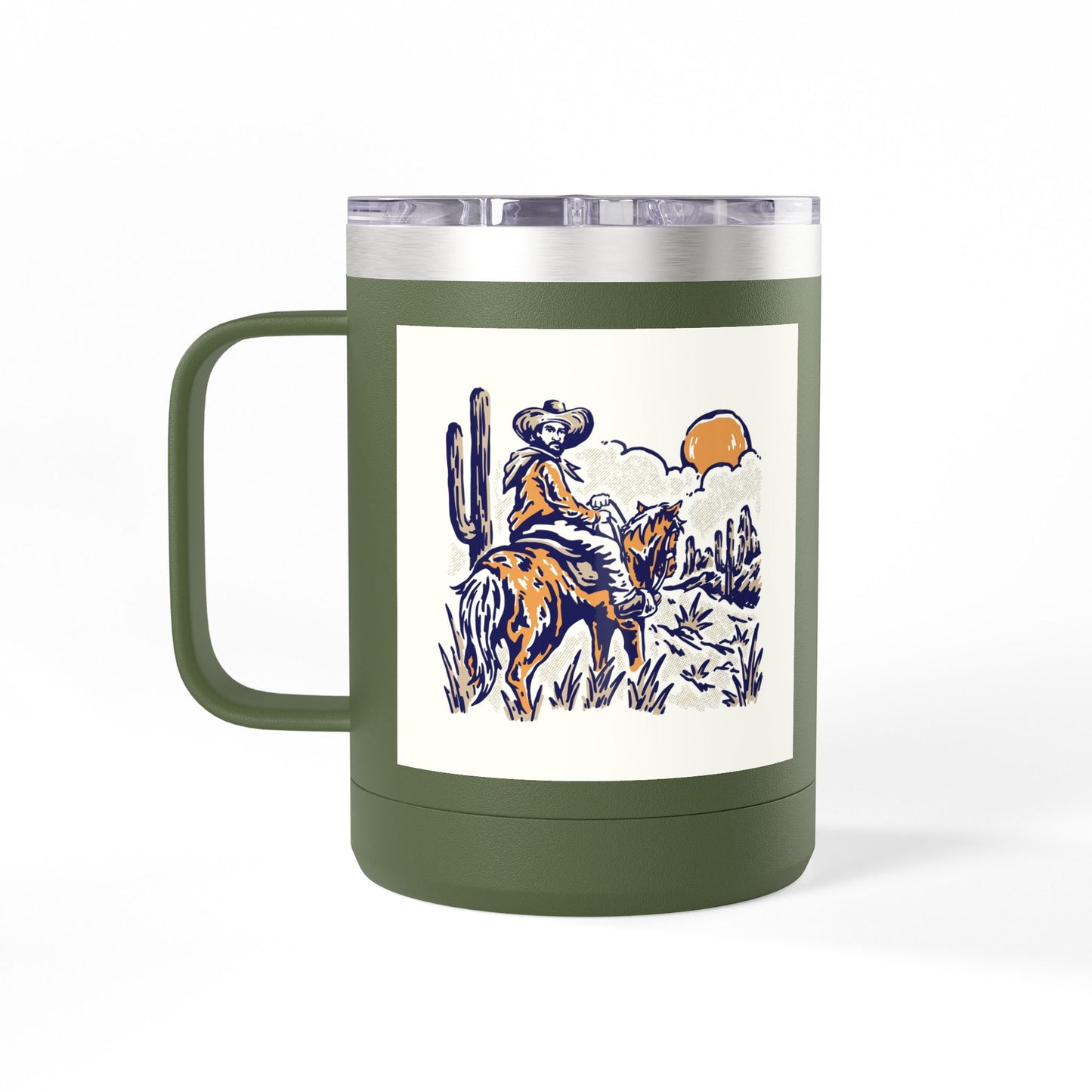 Cowboy Sunrise Serenity Coffee Mug Tumbler, 15oz - Motivational Gift for Coffee Lovers, Inspirational Drinkware, Kitchen Décor