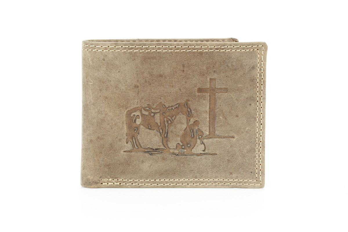 Praying Cowboy Leather Wallet | Branding Iron Western Wear