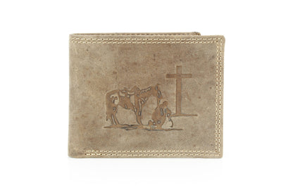 Praying Cowboy Leather Wallet | Branding Iron Western Wear