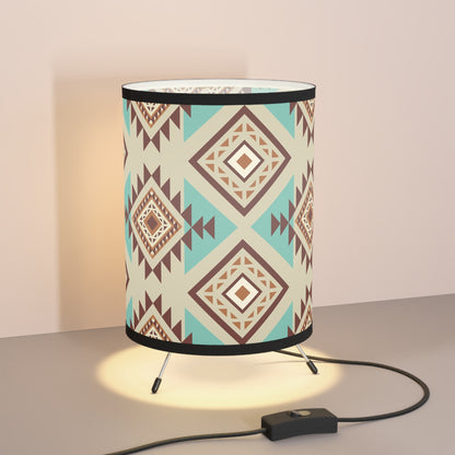 Tribal Pattern Tripod Lamp - High-Res Printed Shade, Stylish Home Décor