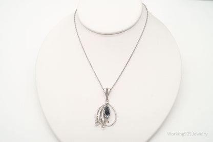 Vintage Designer Sorrento Hematite Filigree Sterling Silver Necklace