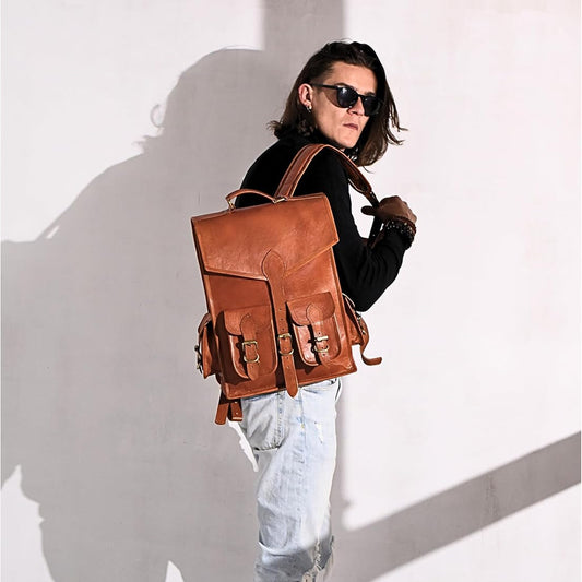 Vintage Leather Backpack Rucksack