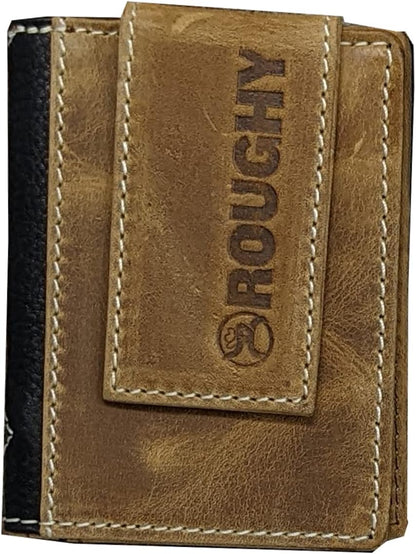 HOOey Diamond Patchwork Cowhide - Men's Bifold Money Clip Wallet