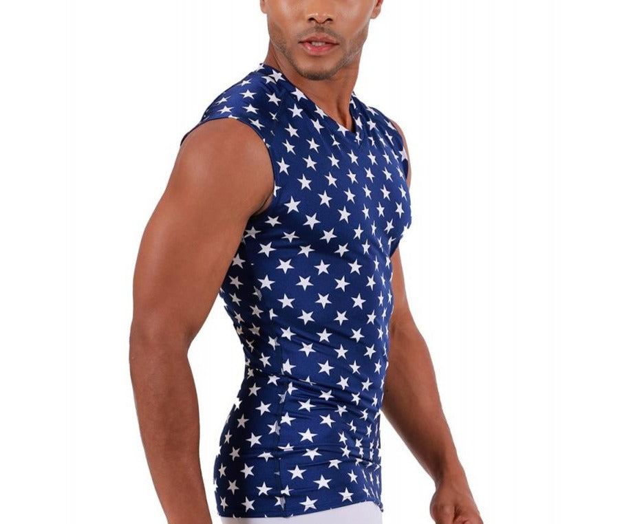 Insta Slim Big and Tall Stars Activewear Sleeveless High V-neck 4VAT013BT